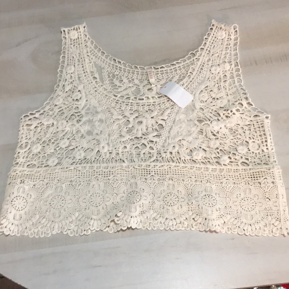 RAGA hollow out lace tank vest NWT wear alone or as cover up over bra/covers - Picture 5 of 8